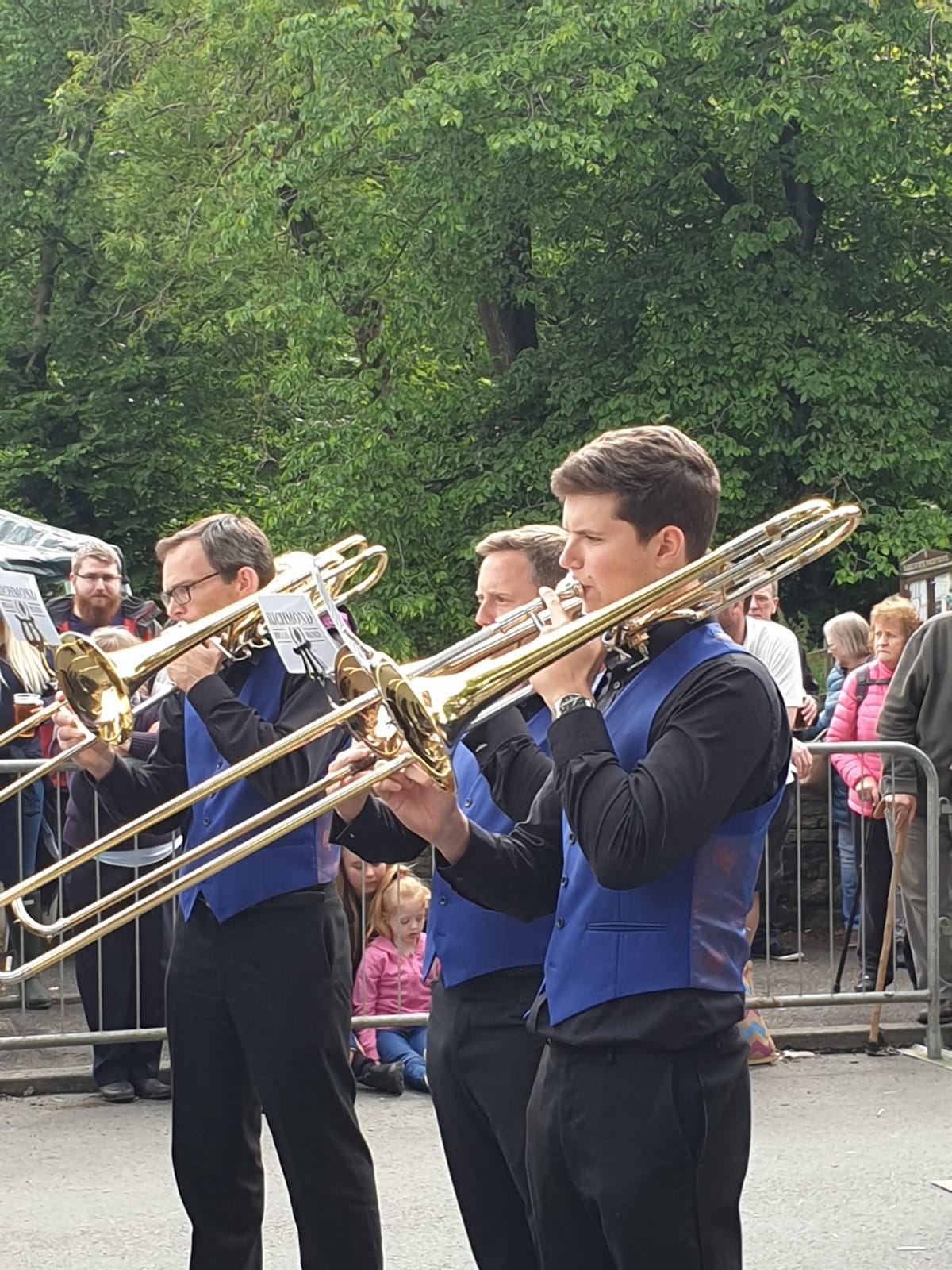 The trombone section playing at Denshaw